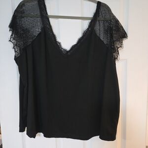 Black Lace Trim Top